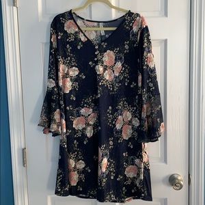 Floral and navy dress